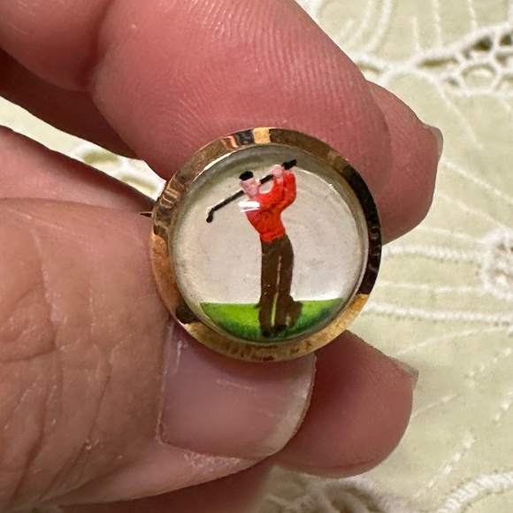 Mens cuff links in gold Golf lover - Picture 1 of 7
